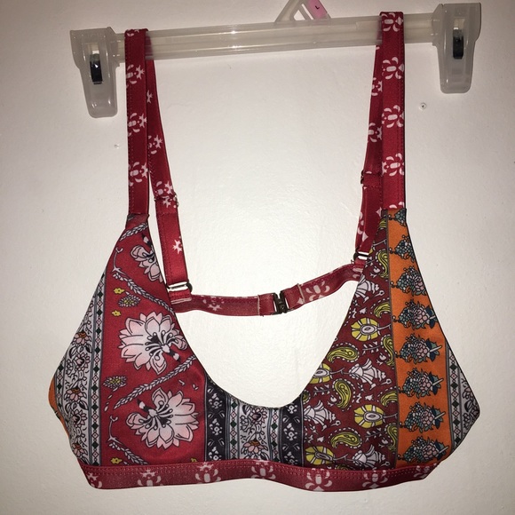 Shein Boho Floral Patterned Red/Burgundy Bikini Size Large - Picture 1 of 5